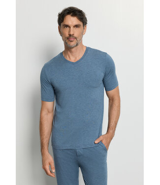 Hanro Casuals Shirt V-Neck Retro Blue Melange (NEW TREND)