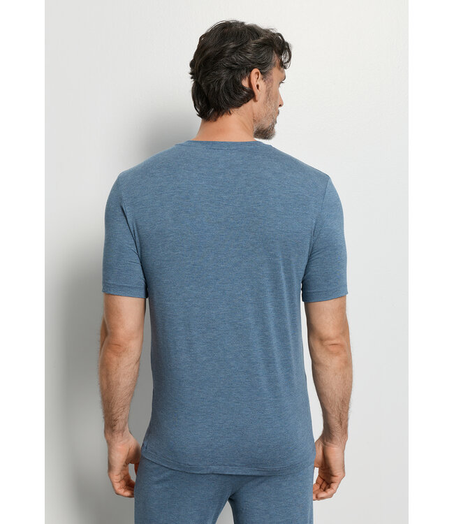 Hanro Casuals Shirt V-Neck Retro Blue Melange (075035)