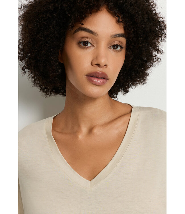 Hanro Laura Short Sleeve Nightdress Oyster Gray (077111)