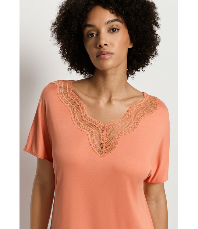 Hanro Cira Short Sleeve Nightdress Light Carnelian (074742)