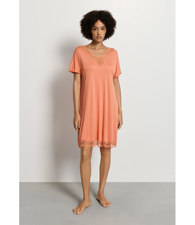 Hanro Cira Short Sleeve Nightdress Light Carnelian (074742)