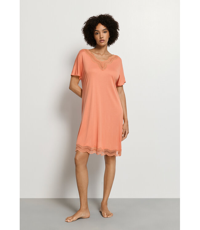 Hanro Cira Short Sleeve Nightdress Light Carnelian (074742)