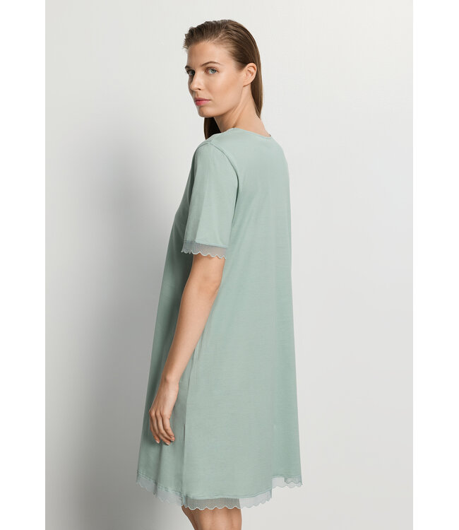 Hanro Inaya Short Sleeve Nightdress Dark Seafoam (074736)