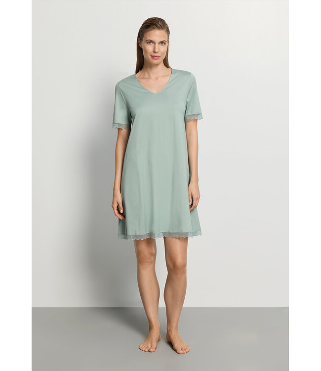 Hanro Inaya Short Sleeve Nightdress Dark Seafoam (074736)