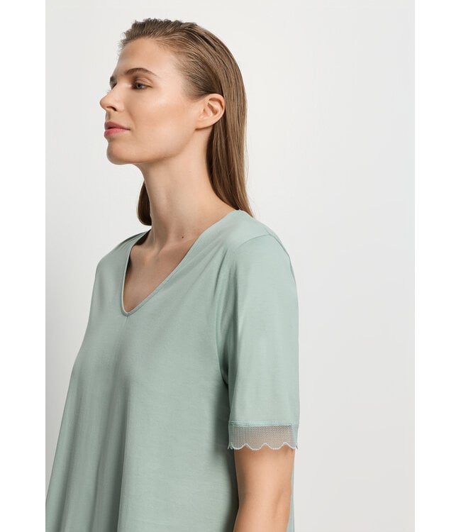 Hanro Inaya Short Sleeve Nightdress Dark Seafoam (074736)