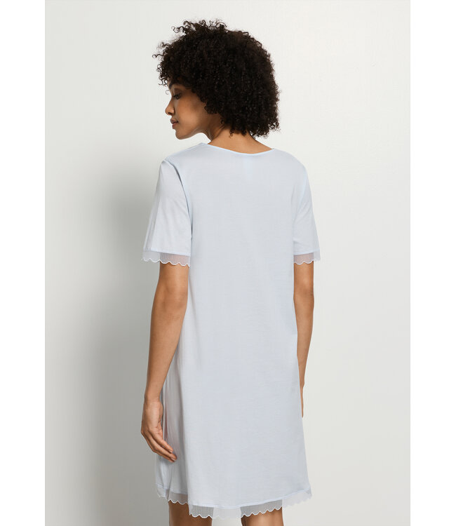 Hanro Inaya Short Sleeve Nightdress Watery Blue (074736)