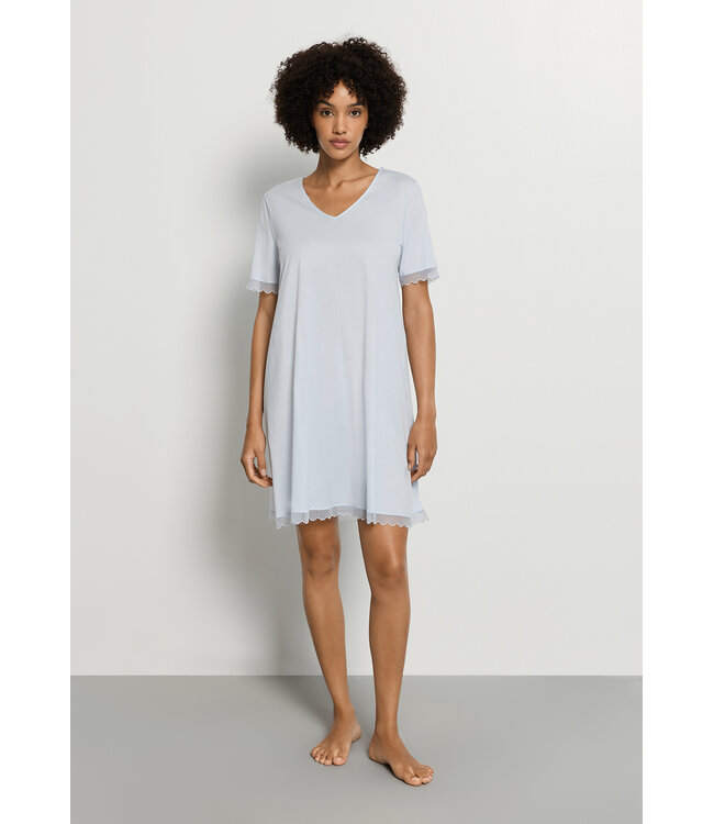 Hanro Inaya Short Sleeve Nightdress Watery Blue (074736)