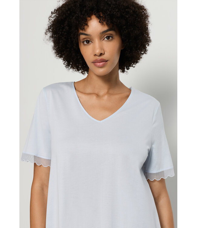 Hanro Inaya Short Sleeve Nightdress Watery Blue (074736)