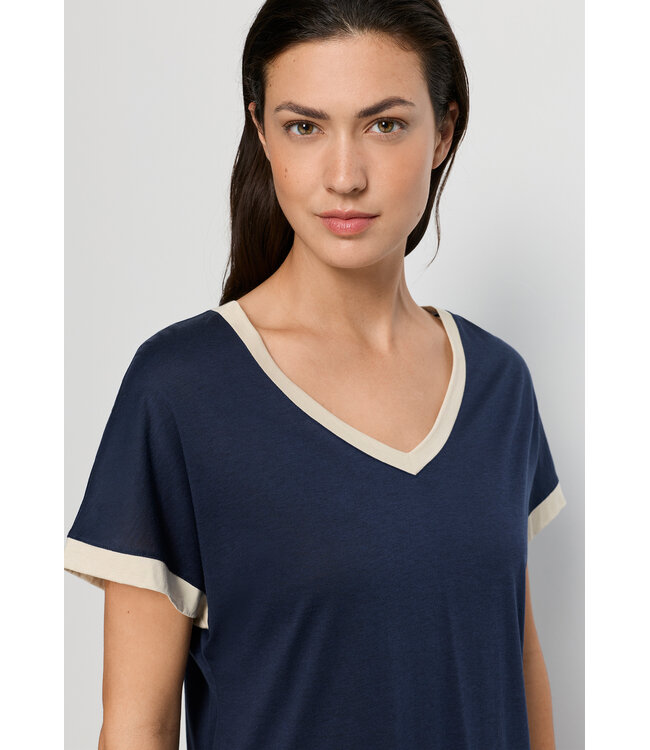Hanro Laura Short Sleeve Nightdress Deep Navy (074264)