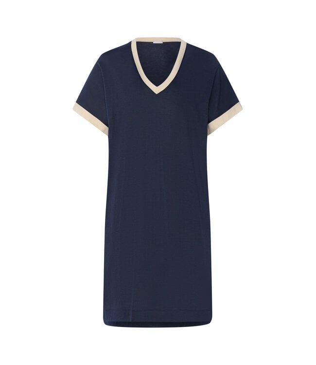 Hanro Laura Short Sleeve Nightdress Deep Navy (074264)