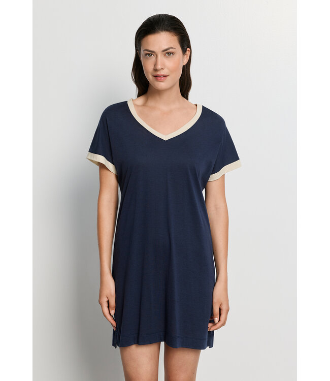 Hanro Laura Short Sleeve Nightdress Deep Navy (NEW TREND)