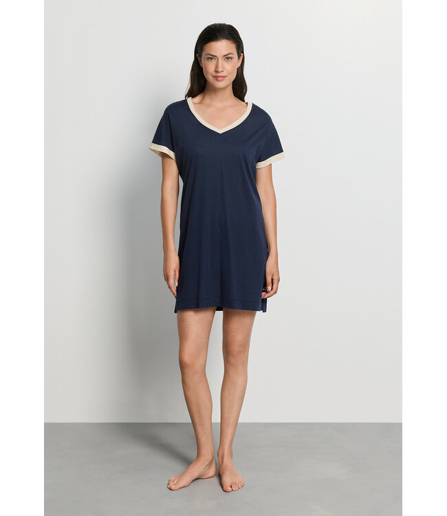Hanro Laura Short Sleeve Nightdress Deep Navy (074264)