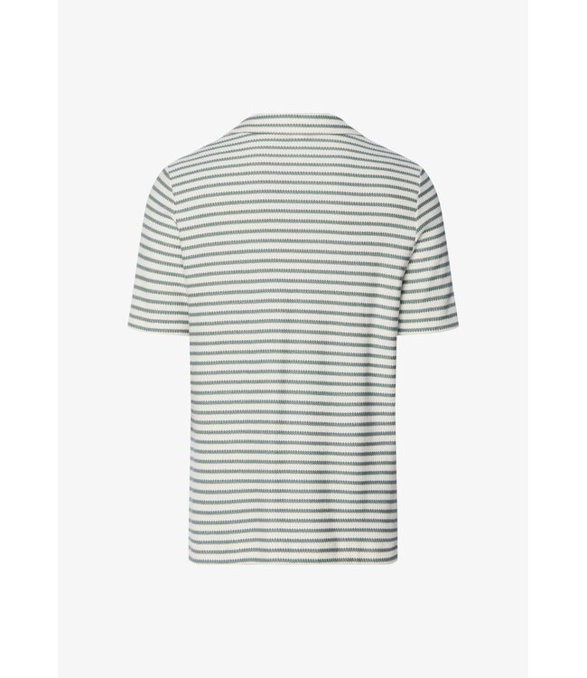 Hanro Travelwear  Shirt V-Neck Studio Green Stripes (075865)