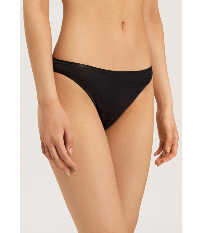 Hanro Cotton Seamless Mini Brief Black (071624)
