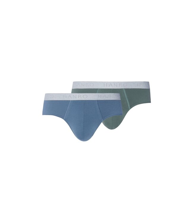 Hanro Cotton Essentials Briefs 2-Pack Studio Green / Retro Blue (073075)