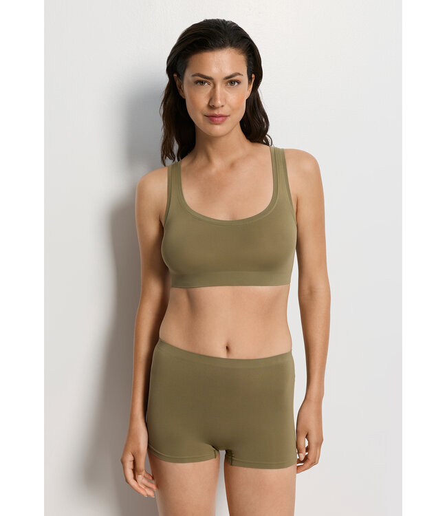 Hanro Touch Feeling Crop Top Covert Green (SALE)
