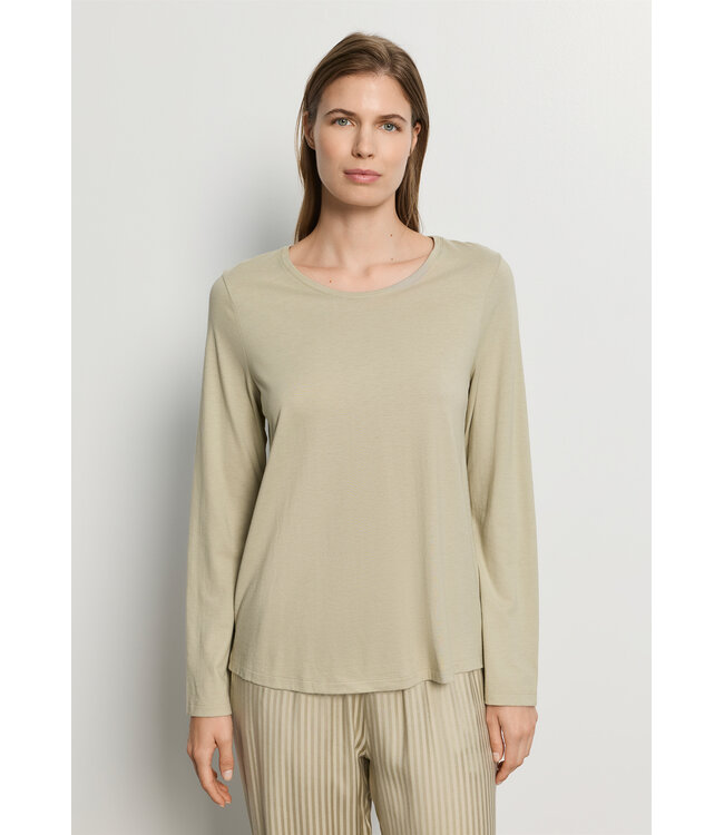 Hanro Sleep & Lounge Long Sleeve Shirt Olive Stem (SALE)