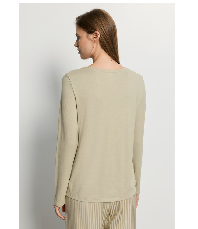 Hanro Sleep & Lounge Long Sleeve Shirt Olive Stem (074844)