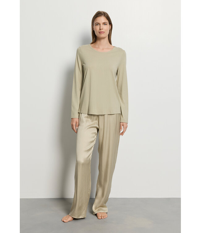 Hanro Sleep & Lounge Long Sleeve Shirt Olive Stem (074844)