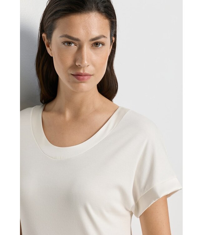 Hanro Anilla Short Sleeve Nightdress Misty White (074814)