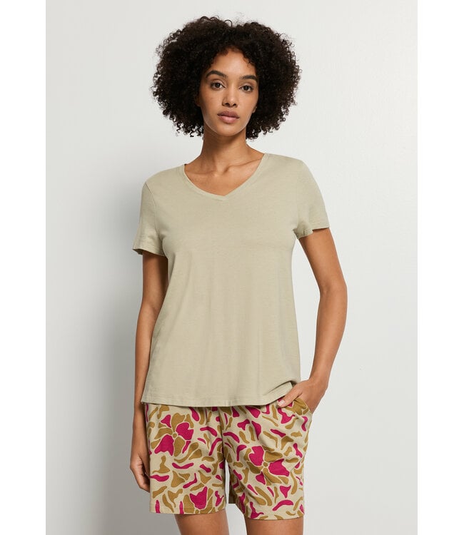 Hanro Sleep & Lounge Short Sleeve Shirt Olive Stem (SALE)