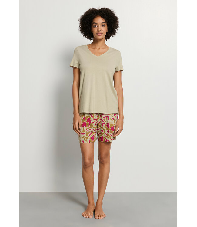 Hanro Sleep & Lounge Short Sleeve Shirt Olive Stem (074842)