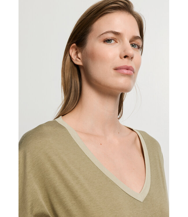 Hanro Laura Short Sleeve Nightdress Covert Green (074264)