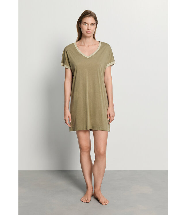 Hanro Laura Short Sleeve Nightdress Covert Green (074264)