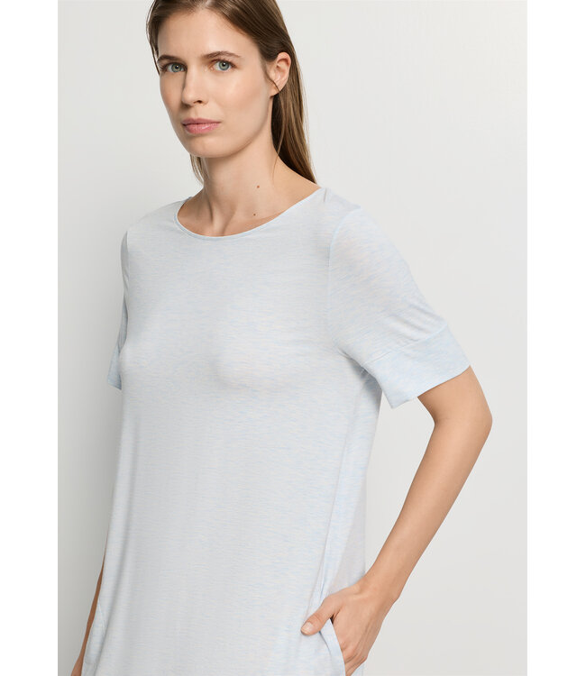 Hanro Natural Elegance Short Sleeve Nightdress Watery Blue Melange (074949)