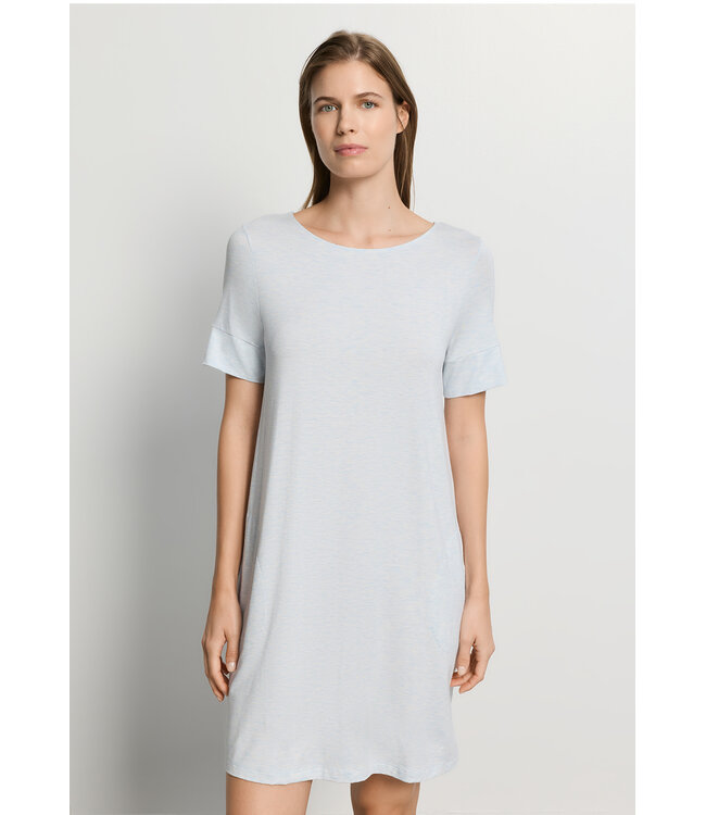 Hanro Natural Elegance Short Sleeve Nightdress Watery Blue Melange (074949)