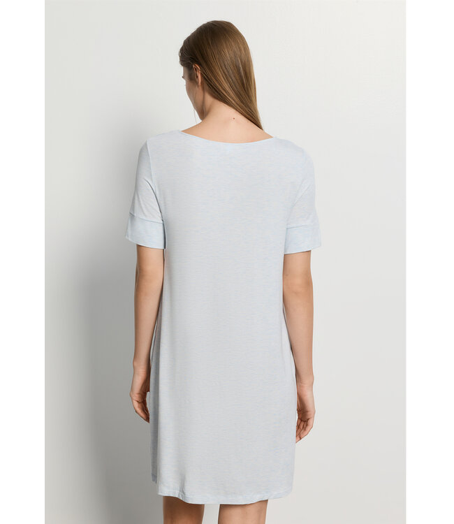 Hanro Natural Elegance Short Sleeve Nightdress Watery Blue Melange (074949)