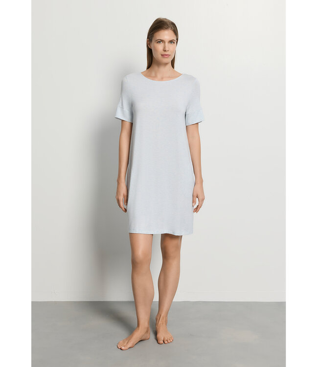 Hanro Natural Elegance Short Sleeve Nightdress Watery Blue Melange (074949)