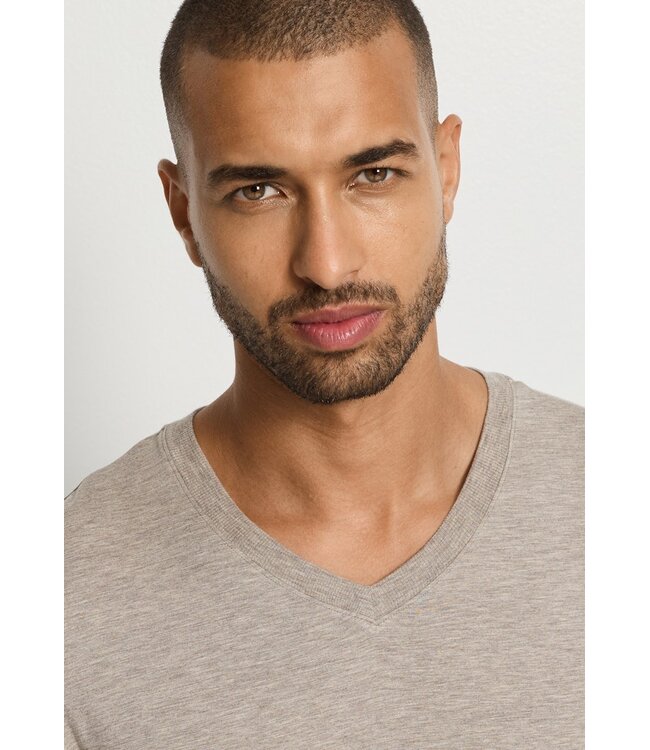 Hanro Casuals Shirt V-Neck Hazelnut Melange (075035)