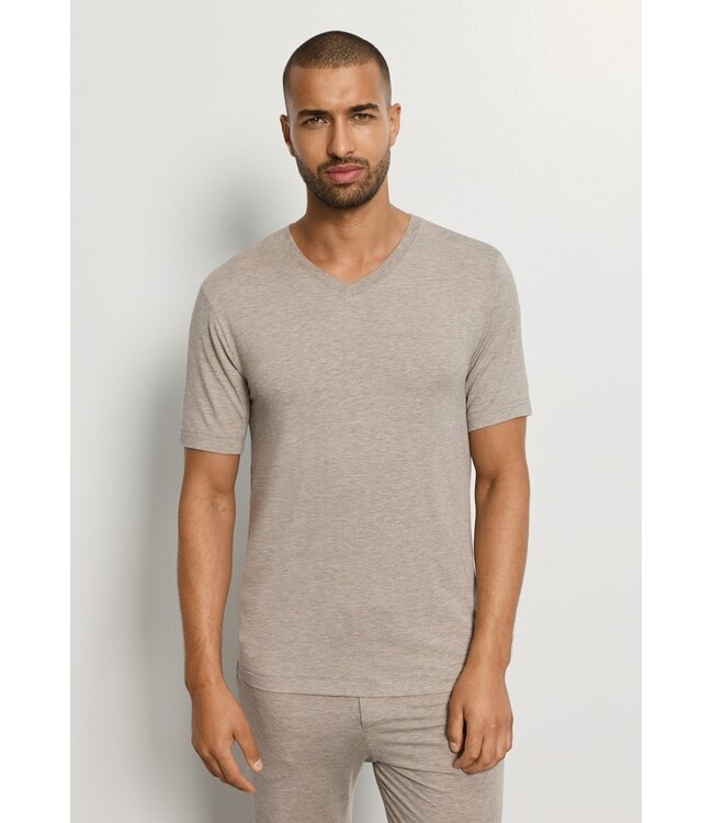 Hanro Casuals Shirt V-Neck Hazelnut Melange (SALE)