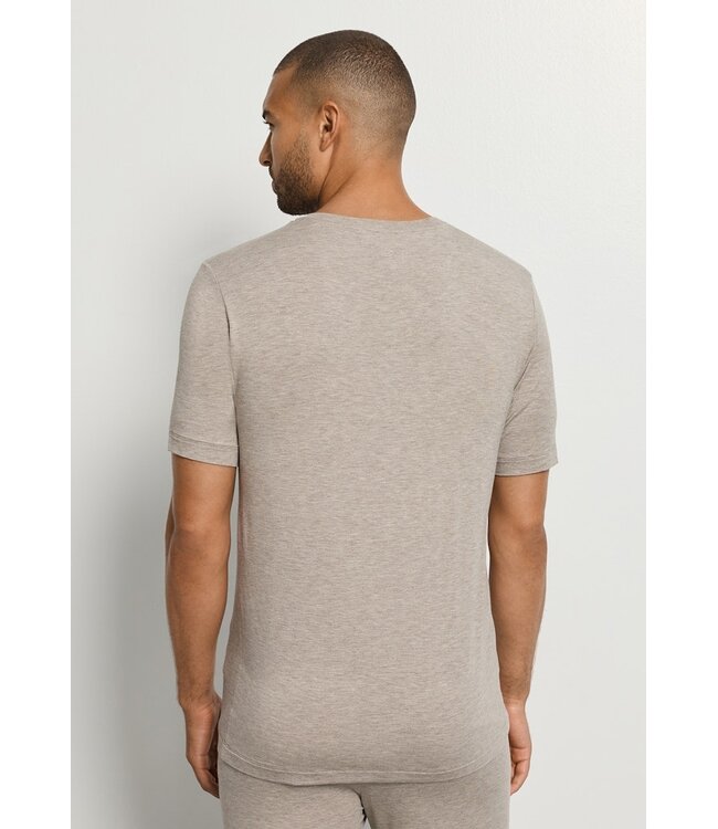 Hanro Casuals Shirt V-Neck Hazelnut Melange (075035)