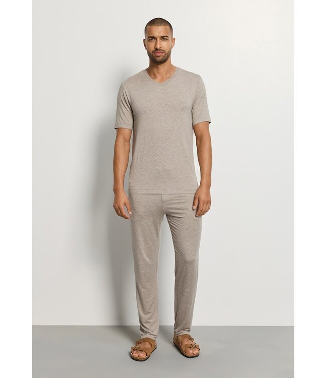 Hanro Casuals Shirt V-Neck Hazelnut Melange (075035)