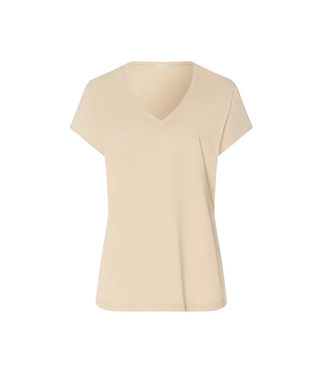 Hanro Natural Short Sleeve Shirt V-Neck Oyster Gray (078256)