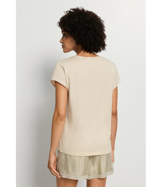 Hanro Natural Short Sleeve Shirt V-Neck Oyster Gray (078256)