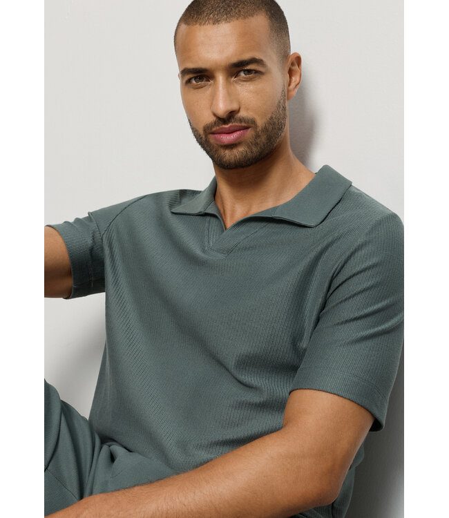 Hanro Travelwear  Shirt V-Neck Studio Green (075865)