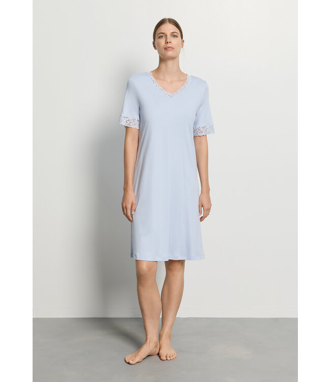 Hanro Moments Short Sleeve Nightdress Blue Dove (077040)