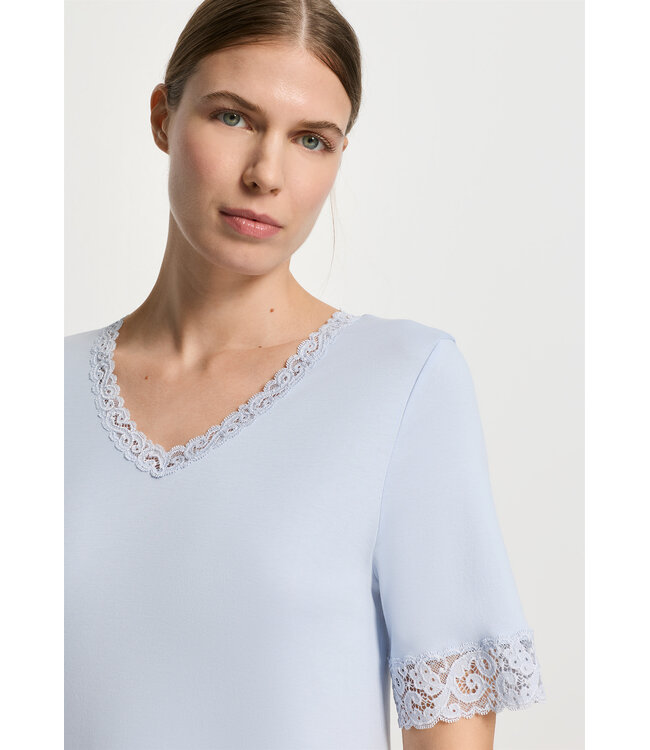 Hanro Moments Short Sleeve Nightdress Blue Dove (077040)