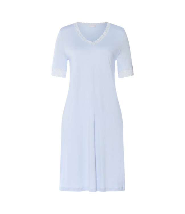 Hanro Moments Short Sleeve Nightdress Blue Dove (077040)