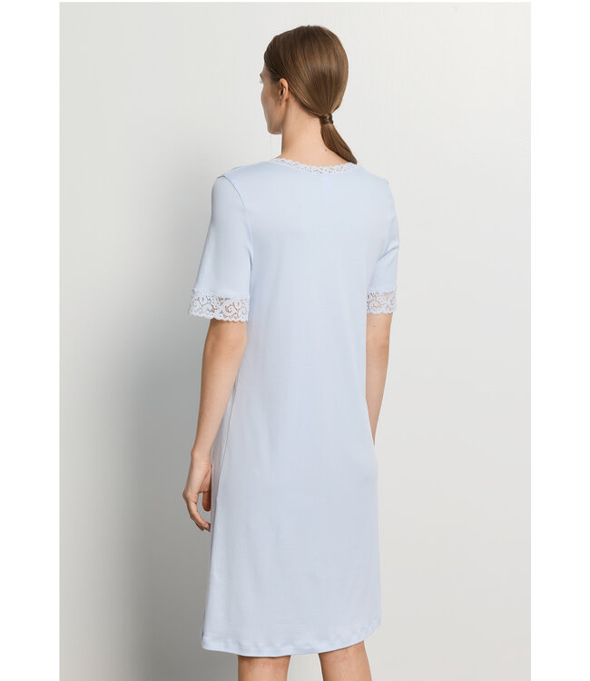 Hanro Moments Short Sleeve Nightdress Blue Dove (077040)