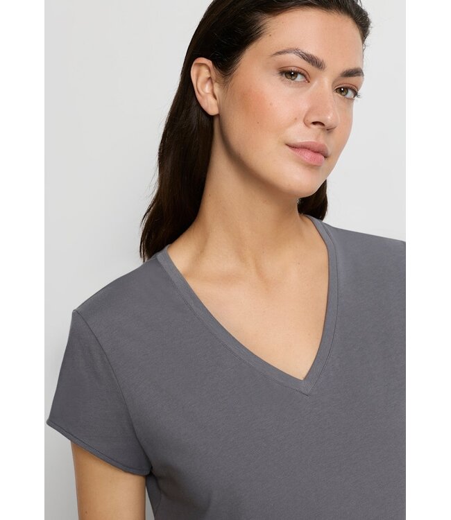 Hanro Natural Short Sleeve Shirt V-Neck Mercury (078256)