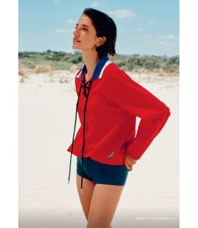 Hanro Charlotte Adam Long Sleeve Shirt Cherry Red (074718)