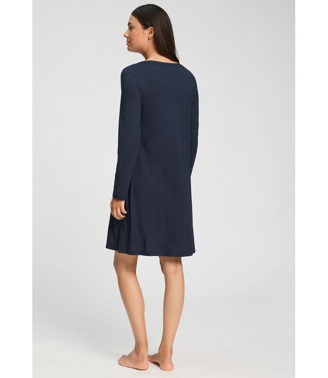 Hanro Sleep & Lounge Long Sleeve Nightdress Deep Navy (074847)
