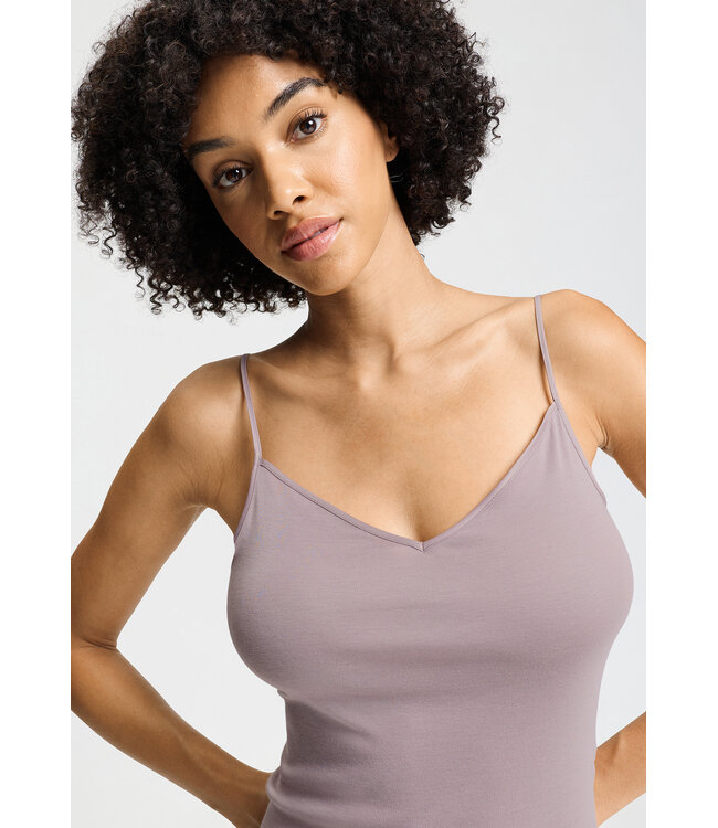 Hanro Cotton Seamless Spaghetti Top Stormy Rose (071601)