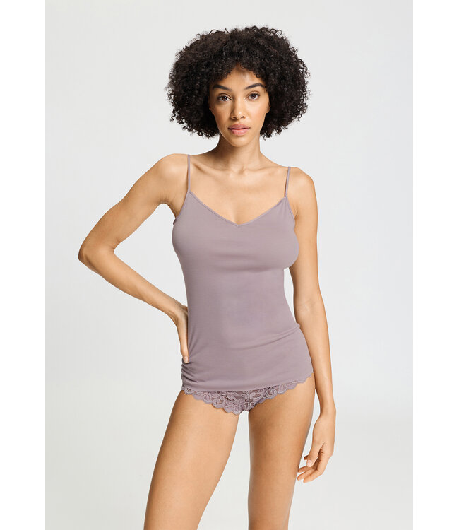 Hanro Cotton Seamless Spaghetti Top Stormy Rose (071601)