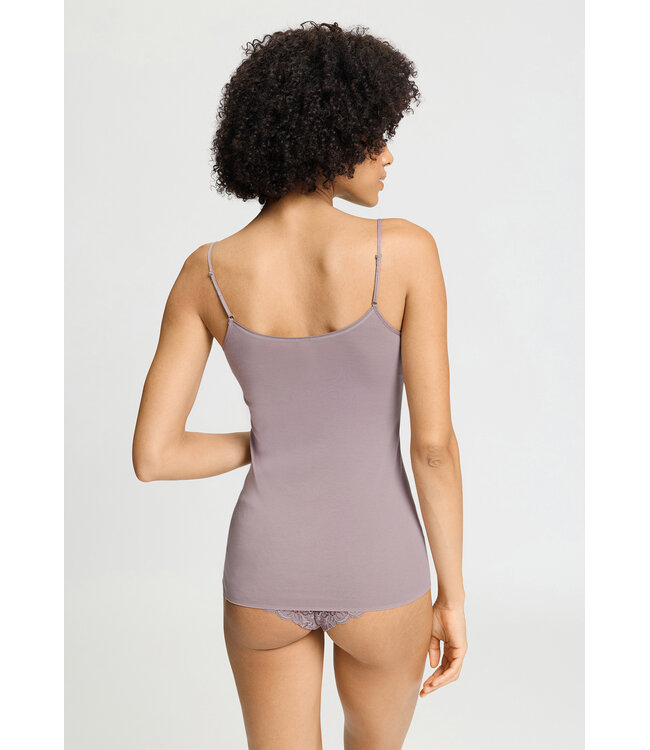 Hanro Cotton Seamless Spaghetti Top Stormy Rose (071601)