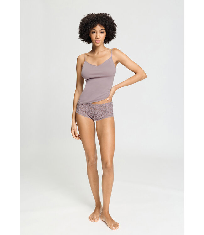Hanro Cotton Seamless Spaghetti Top Stormy Rose (071601)
